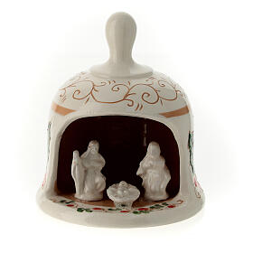 Open bell Holy Family set colored Deruta terracotta h.10cm