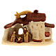 Hamlet with Nativity stable, Deruta terracotta with wooden finish, 3.5x5.5x2.5 in s1