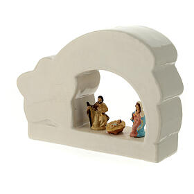 Comet-shaped stable with Nativity, Deruta ceramic, 5x6.5x2 in