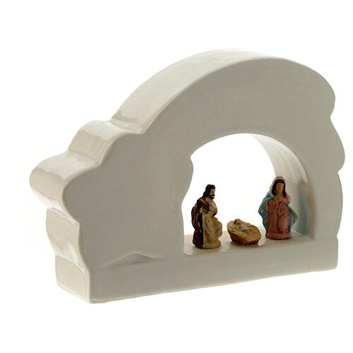Comet-shaped stable with Nativity, Deruta ceramic, 5x6.5x2 in 3