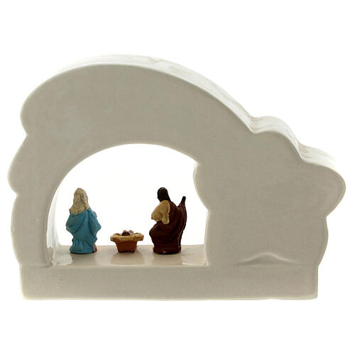 Comet-shaped stable with Nativity, Deruta ceramic, 5x6.5x2 in 4