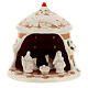 Pine-shaped stable with Nativity, painted Deruta terracotta, h 5 in s1