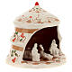 Pine-shaped stable with Nativity, painted Deruta terracotta, h 5 in s3