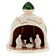 Small bell stable with Holy Family Deruta terracotta cream figurines h. 12 cm s1