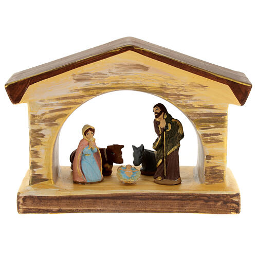 Cabana Natividade terracota Deruta com figuras presépio de Natal; 13x19x9 cm 1