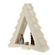 Pine-shaped white stable with Nativity, Deruta terracotta, 6 cm characters s2