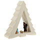 Pine-shaped white stable with Nativity, Deruta terracotta, 6 cm characters s3