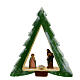Pine-shaped stable with Nativity, painted Deruta terracotta, 6 cm characters s1