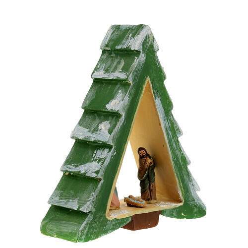 Cabana Natividade árvore de Natal verde terracota com figuras altura média 6 cm; 21,5x19,5x6 cm 3