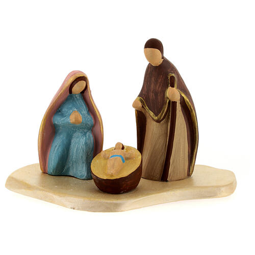 Modern Holy Family set in terracotta Deruta 10 cm nativity 1