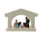 Modern white stable with Nativity, Deruta terracotta, for 6 cm Nativity Scene s1