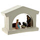 Modern white stable with Nativity, Deruta terracotta, for 6 cm Nativity Scene s3