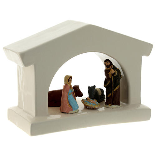 Cabane moderne moyenne terre cuite blanche Deruta santons 6 cm 3