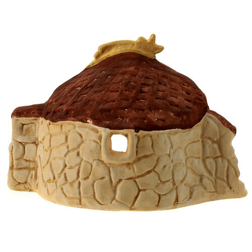 Cabane effet pierre Nativité stylisée terre cuite Deruta santons 6 cm 4