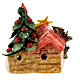 Small Nativity stable with tiled roof and Christmas tree, Deruta terracotta, 7x6x4 in s4