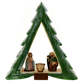 Cabana Natividade árvore de Natal verde terracota com figuras altura média 8 cm; 30x28x8 cm