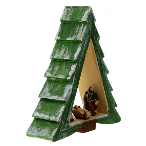 Cabana Natividade árvore de Natal verde terracota com figuras altura média 8 cm; 30x28x8 cm 3