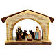 Nativity stable with Holy Family, Deruta terracotta with wooden finish, 7.5x11x4 in s1