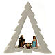 Pine-shaped white stable with Nativity, Deruta terracotta, 8 cm characters s1