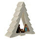 Pine-shaped white stable with Nativity, Deruta terracotta, 8 cm characters s3
