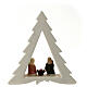 Pine-shaped white stable with Nativity, Deruta terracotta, 8 cm characters s4