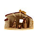 Stone-finished stable with stylised Nativity, Deruta terracotta, for 10 cm Nativity Scene s1