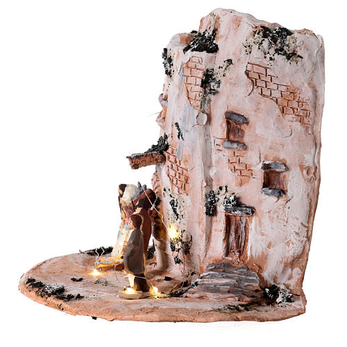 Farmhouse with Nativity Scene, painted 2.4 in figurines, Deruta terracotta 3