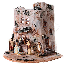 Country house Nativity in terracotta Deruta decorated statuettes 6 cm