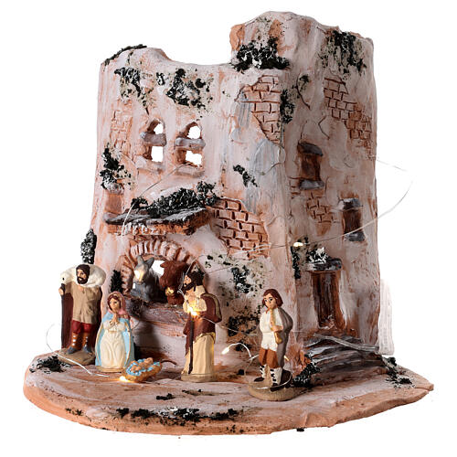 Country house Nativity in terracotta Deruta decorated statuettes 6 cm 1