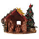 Stable with Nativity and Christmas tree, Deruta terracotta, 8x9x6 in s1