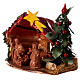 Stable with Nativity and Christmas tree, Deruta terracotta, 8x9x6 in s2