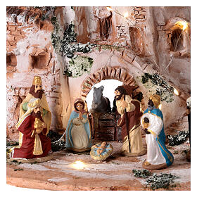 Village with Nativity Scene, painted 2.4 in figurines, Deruta terracotta
