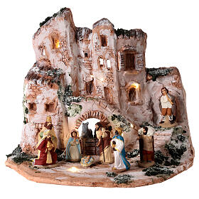 Scena Bożego Narodzenia z terakoty Deruta, ozdobione figurki, 6 cm
