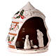 Medium pine stable Holy Family in terracotta decorated Deruta cream h.20cm s3