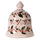 Bell-shaped stable with Nativity and holly pattern, painted Deruta terracotta, 7x6 in s4