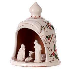 Mała szopka z terakoty Deruta, figurki 6 cm, kremowa, 18x15cm