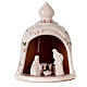 Mała szopka z terakoty Deruta, figurki 6 cm, kremowa, 18x15cm s1