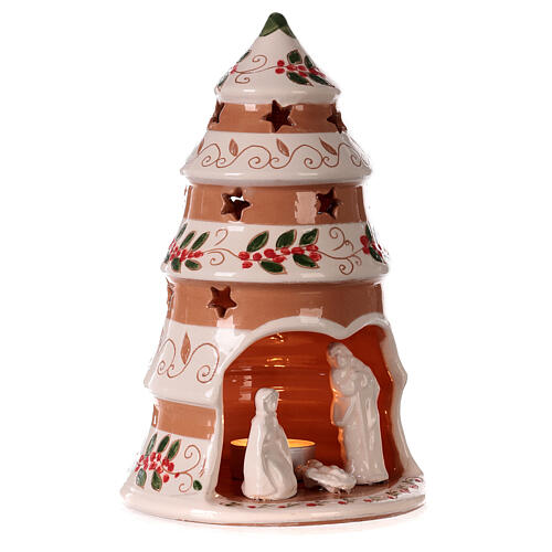 Christmas tree with Nativity, medium size, painted Deruta terracotta, 9x5.5 in 3