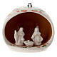 Open ball with Holy Family set in cream Deruta terracotta 8cm s1