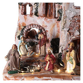 Setting with Nativity Scene, painted 2.4 in figurines, Deruta terracotta