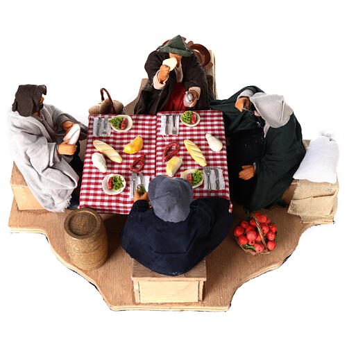 Figuras em movimento para Presépio personagens jantando na mesa 4 figuras altura média 12 cm 2