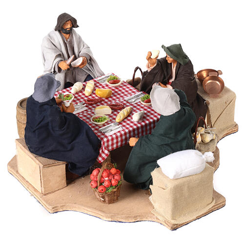 Figuras em movimento para Presépio personagens jantando na mesa 4 figuras altura média 12 cm 4