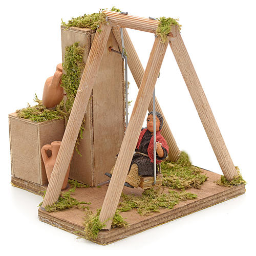 Animated nativity scene, child on swing 12 cm 2