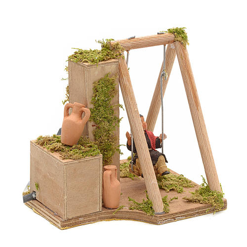 Animated nativity scene, child on swing 12 cm 3