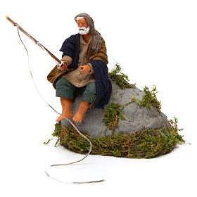 Animated nativity scene, fisherman on rock 12 cm