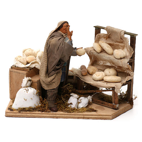 Movimento vendedor de pão para presépio figuras altura média 12 cm 5