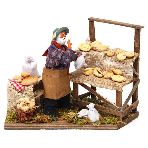 Movimento vendedor de pão para presépio figuras altura média 12 cm 1