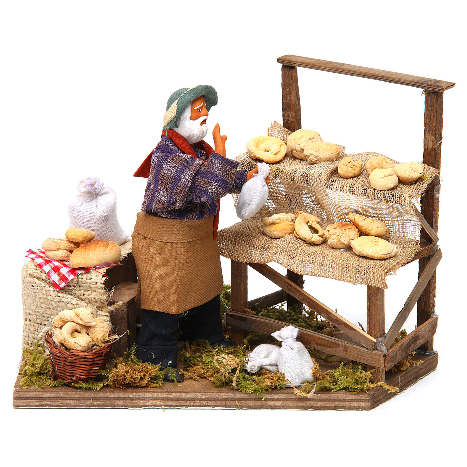 Animated nativity scene, bread seller 12 cm | online sales on HOLYART.com