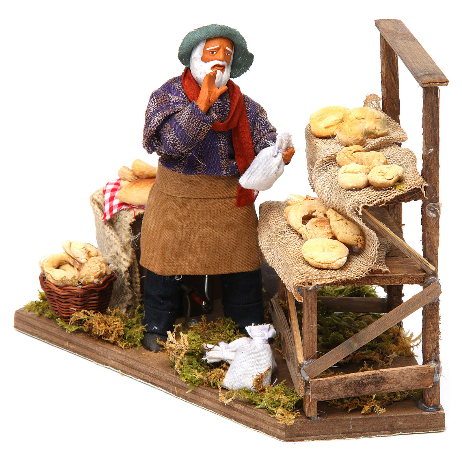 Animated nativity scene, bread seller 12 cm | online sales on HOLYART.com