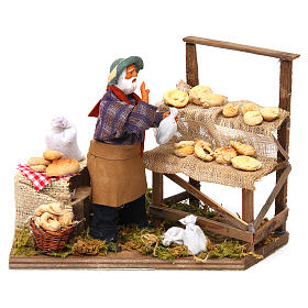 Animated nativity scene, bread seller 12 cm